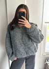 Zena Oversized Teddy Bomber Jacket - Grey