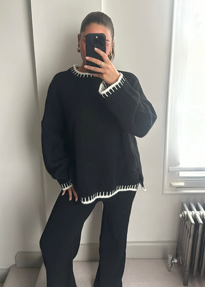 Chiara Knit Jumper & Trouser Set - Black