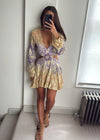 Zuri Embellished Metallic Cutout Dress - Lilac / Peach