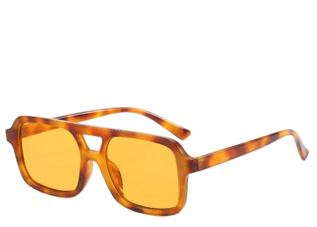 Boston Square Leopard Yellow Sunglasses