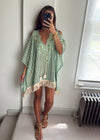 Alina Green Beaded Zigzag Crochet Kaftan