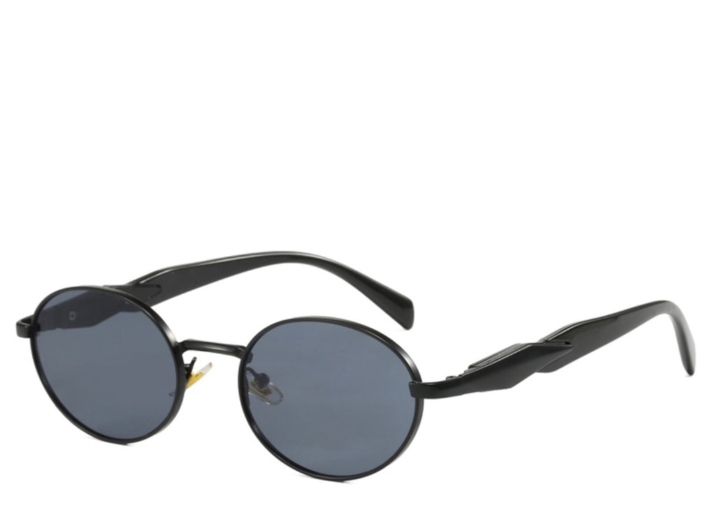 Rome All Black Oval Sunglasses