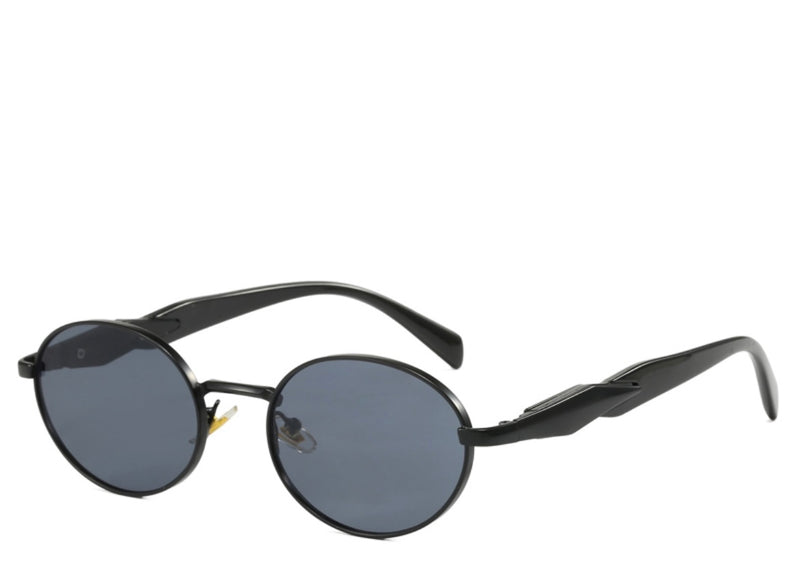 Rome All Black Oval Sunglasses