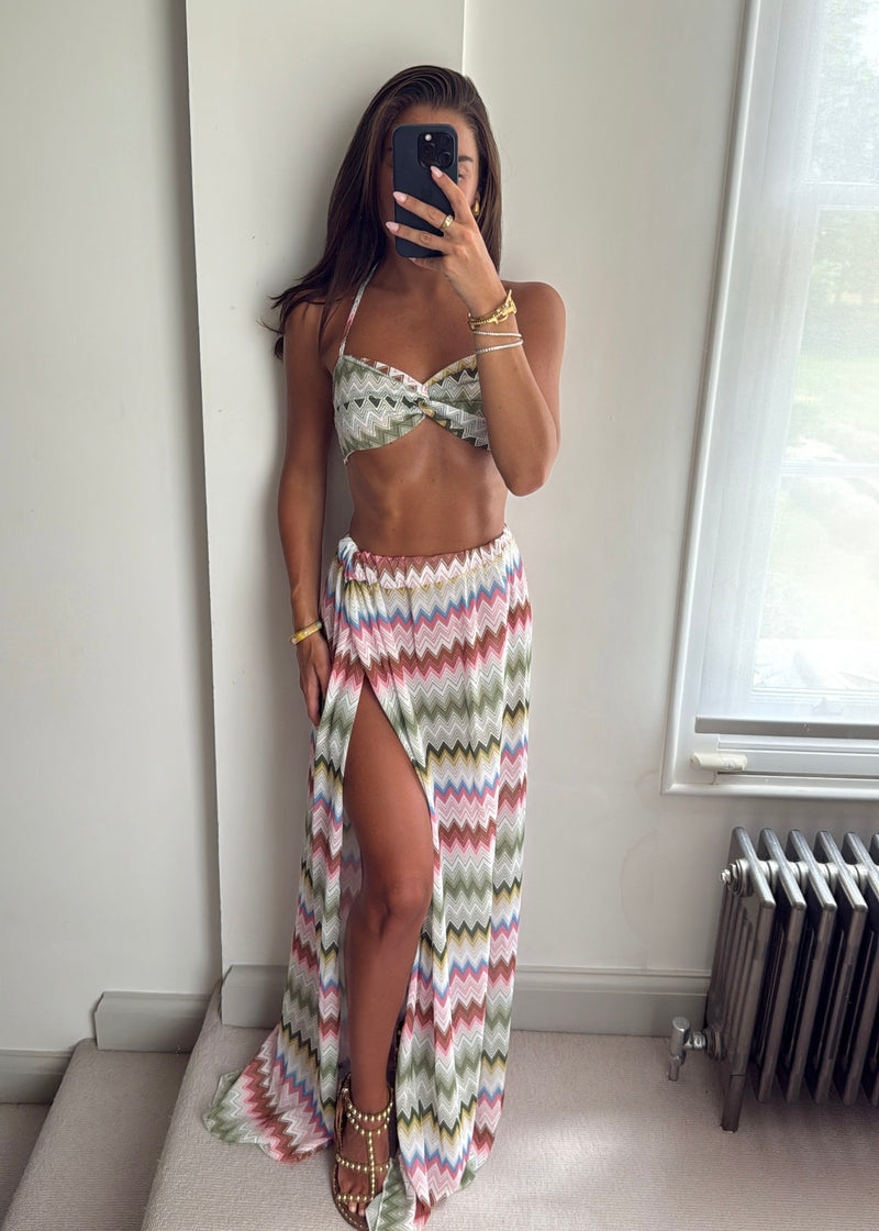 Bianca Zigzag Skirt Set - Khaki