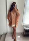 Alina Peach Beaded Zigzag Crochet Kaftan