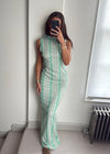Bella Zigzag Ruffle Maxi Dress - Matcha Green