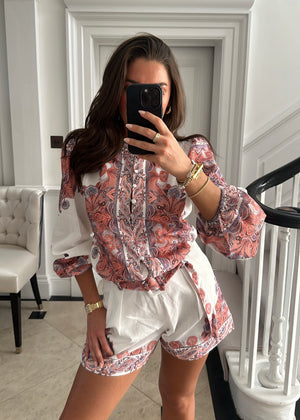 Capri Premium Coral Shirt & Shorts Set
