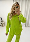 Amie Cheesecloth Trouser Set - Lime Green