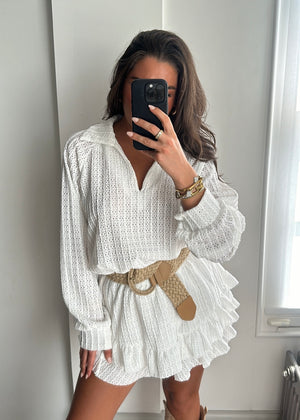 Luna Broderie Co-Ord Set - White