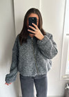 Zena Oversized Teddy Bomber Jacket - Grey