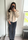 Zena Oversized Teddy Bomber Jacket - Beige