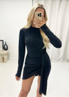 Nicole Glitter Drape Dress -  Black