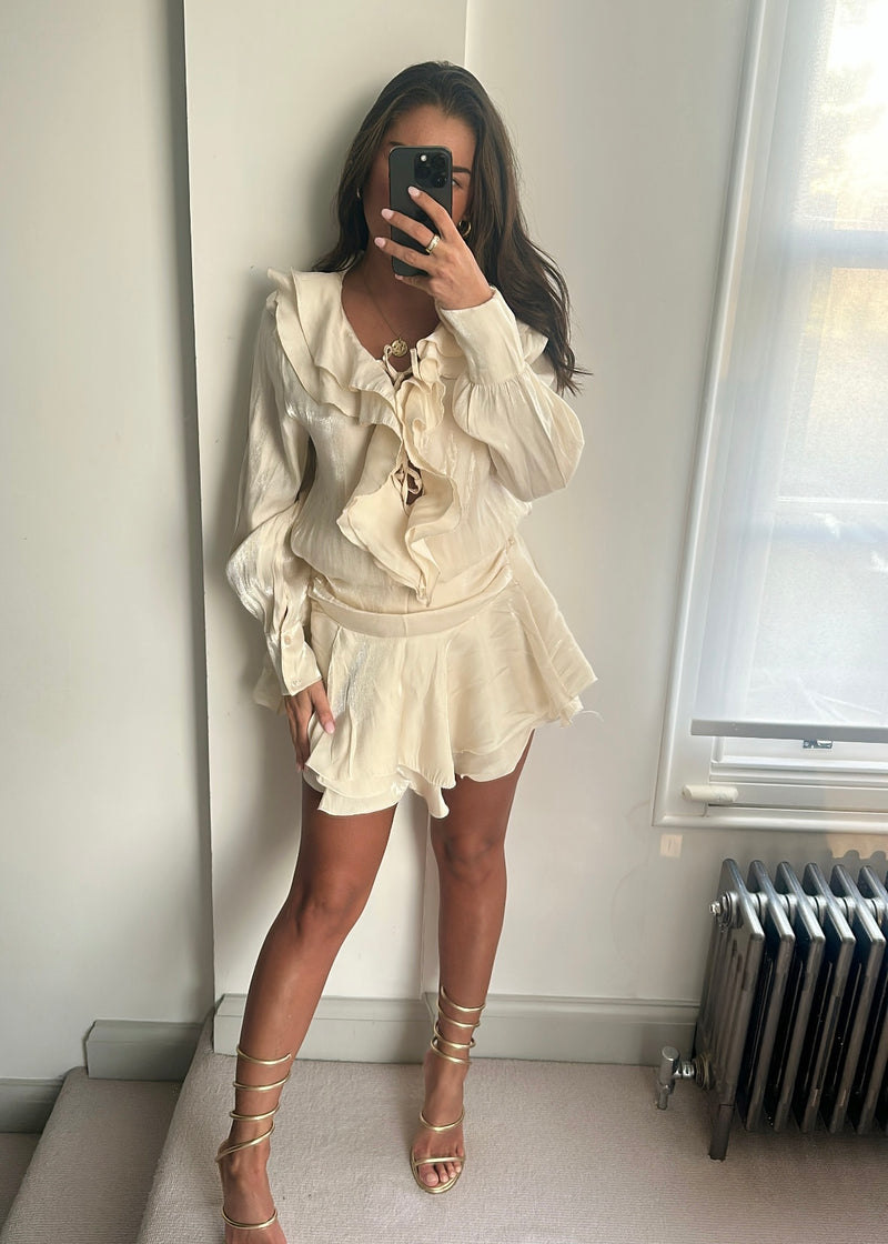 Dalia Cream Ruffle Co-ord Set