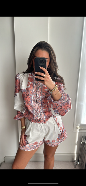 Capri Premium Coral Shirt & Shorts Set