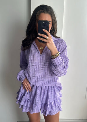 Luna Broderie Co-Ord Set - Lilac