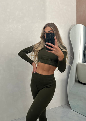 Eden Khaki Seamless Ribbed Set