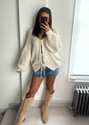 Raya Bow Knit Cardigan - Cream