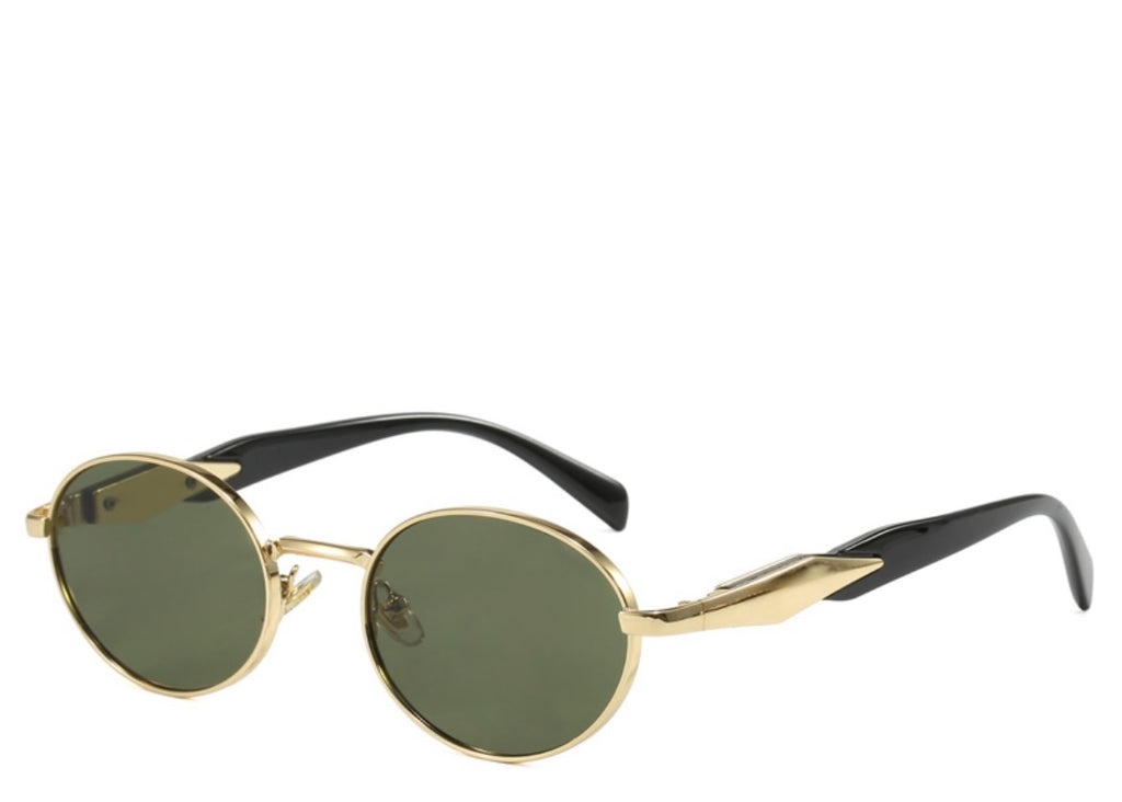 Rome Green & Gold Oval Sunglasses