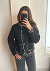 Gigi Leopard Trim Jacket - Black