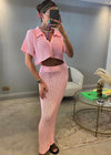 Lila Crochet Skirt Set - Baby Pink