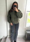 Zena Oversized Teddy Bomber Jacket - Khaki