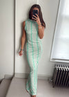 Bella Zigzag Ruffle Maxi Dress - Matcha Green