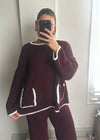 Tima Knit Jumper & Trouser Set - Burgundy