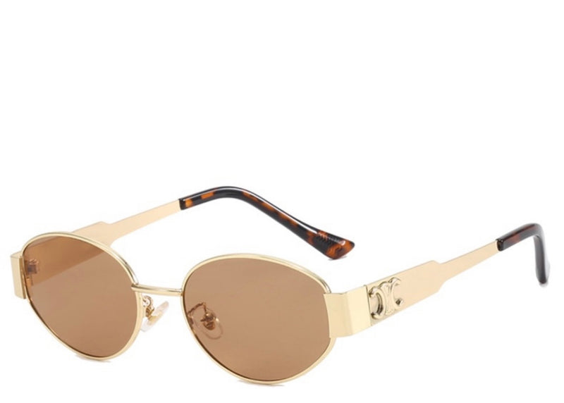 Milan Brown & Gold Oval Sunglasses