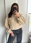 Ania Oversized Bomber Jacket - Beige
