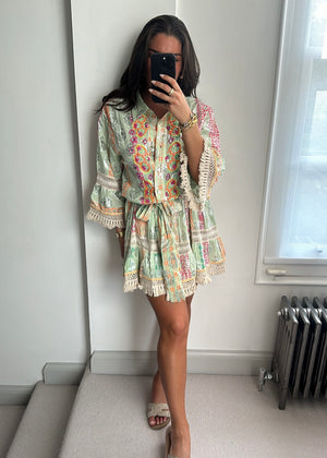 Aurora Premium Embellished Mini Dress - Mint Green