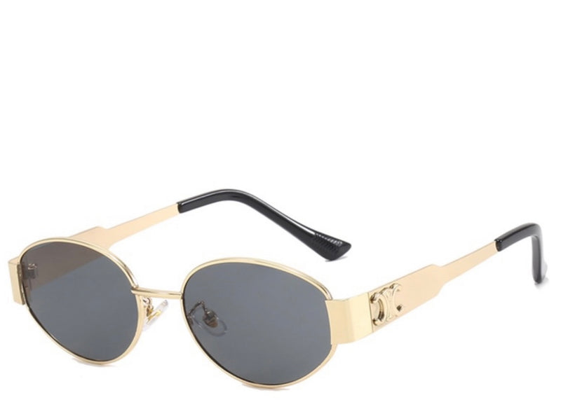 Milan Black & Gold Oval Sunglasses