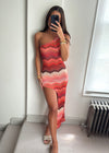 Lorena Zigzag One Shoulder Dress - Orange