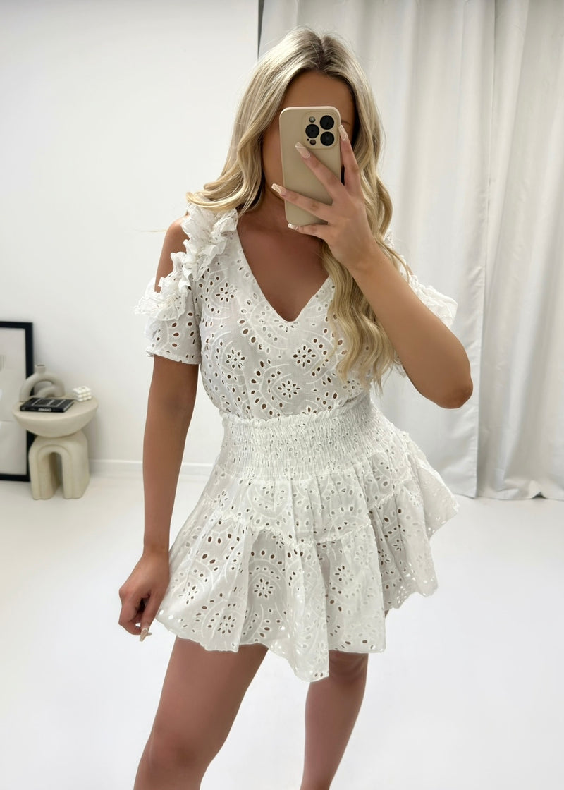 Liana Broderie Skirt Set - White