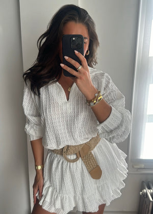Luna Broderie Co-Ord Set - White