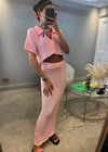Lila Crochet Skirt Set - Baby Pink