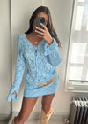 Iris Baby Blue Crochet Mini Dress