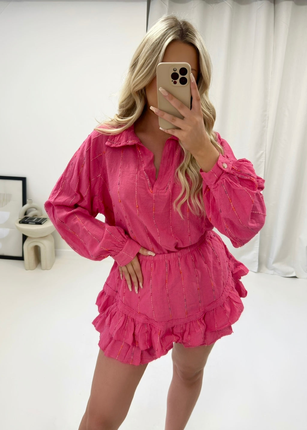 Sophia Multicolour Linen Set - Pink
