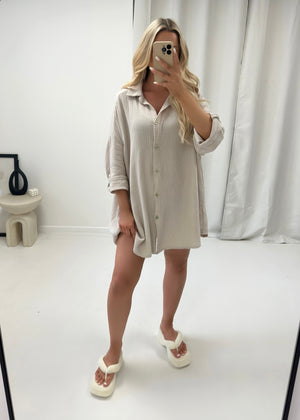 Ella Sequin Evil Eye Shirt - Beige