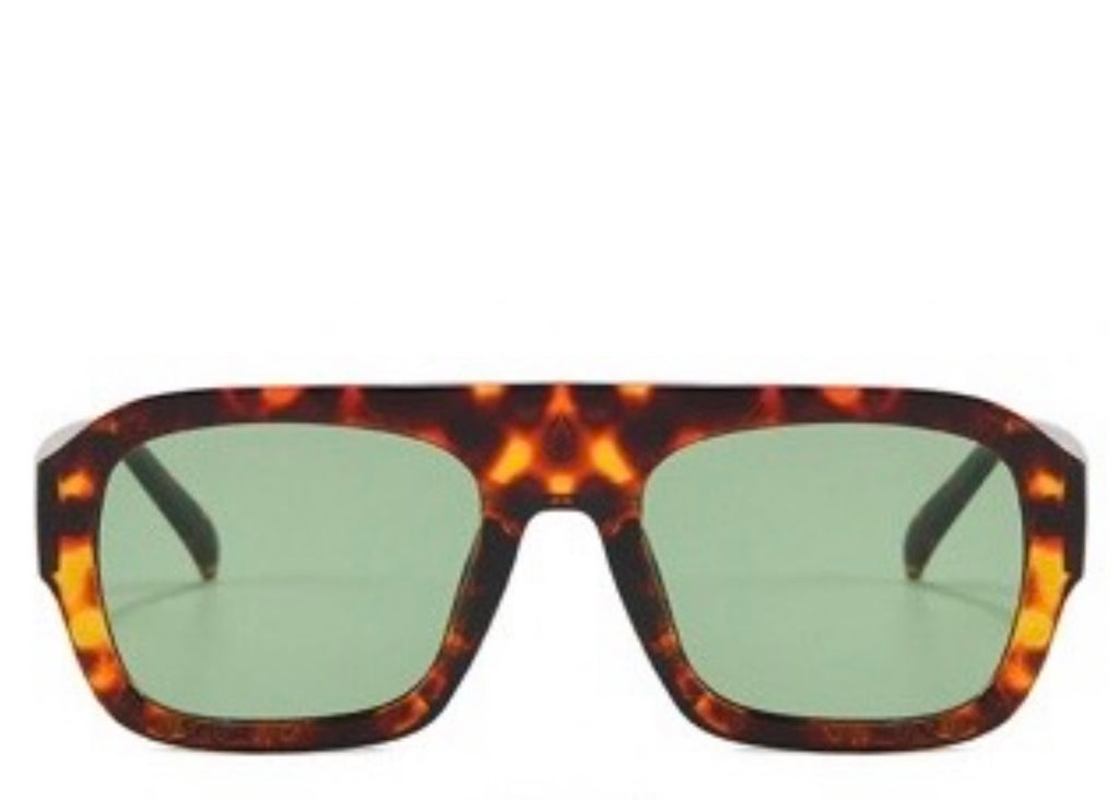 Leon Leopard Green Tint Sunglasses