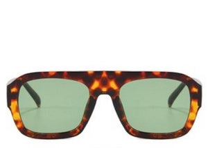 Leon Leopard Green Tint Sunglasses