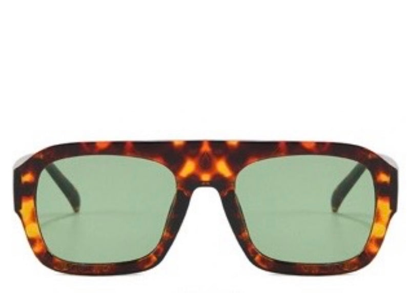 Leon Leopard Green Tint Sunglasses