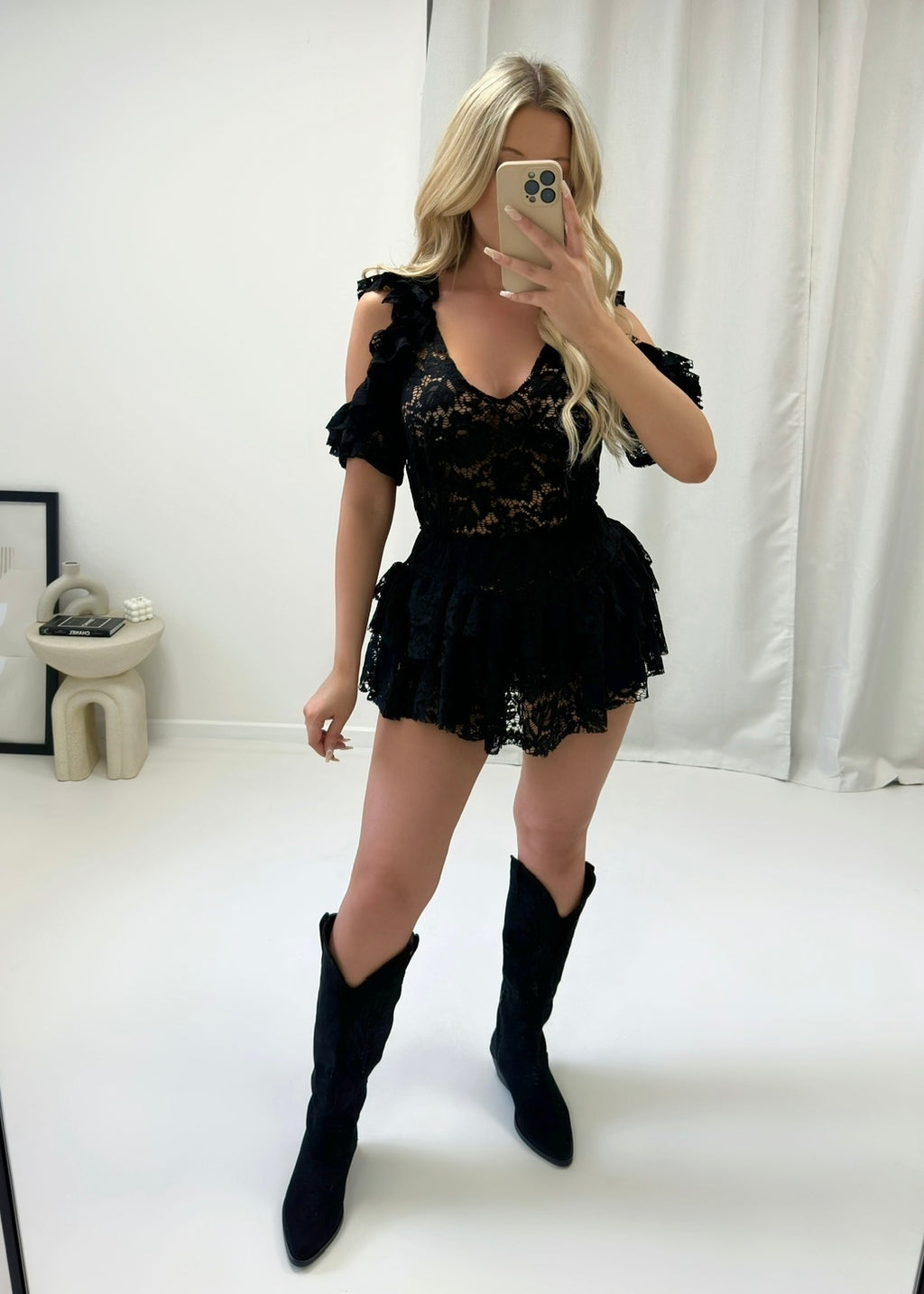 Maya Lace Skirt Set - Black