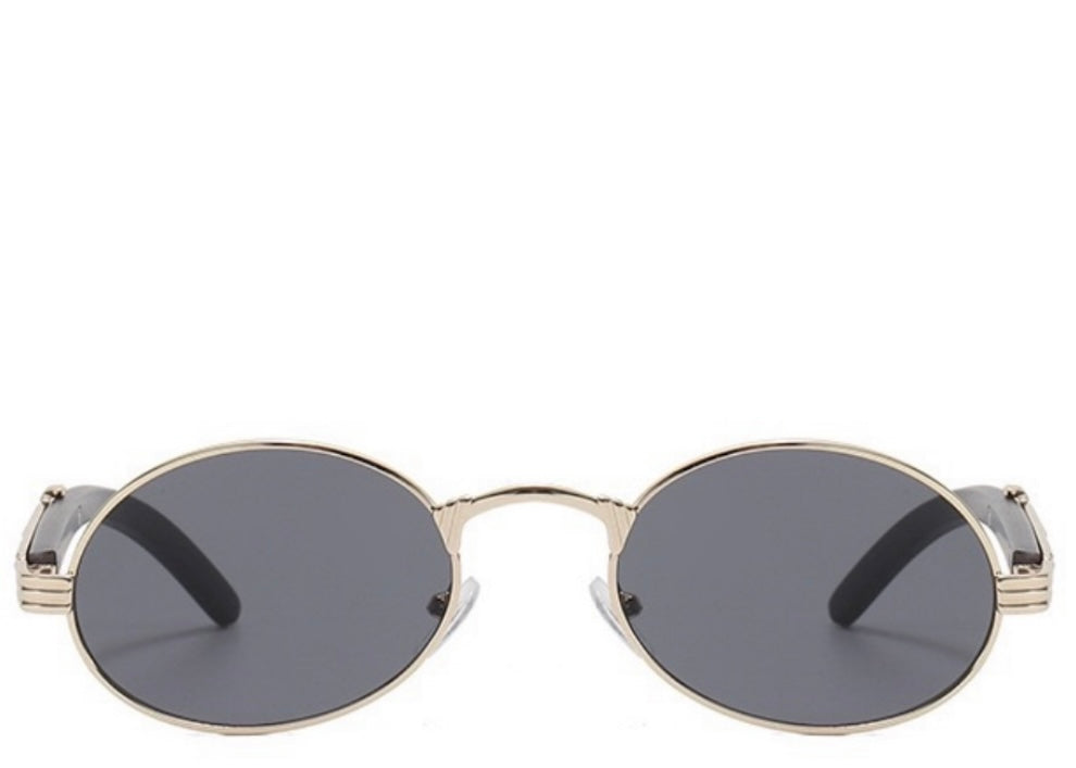 Doha Oval Premium Black & Gold Sunglasses
