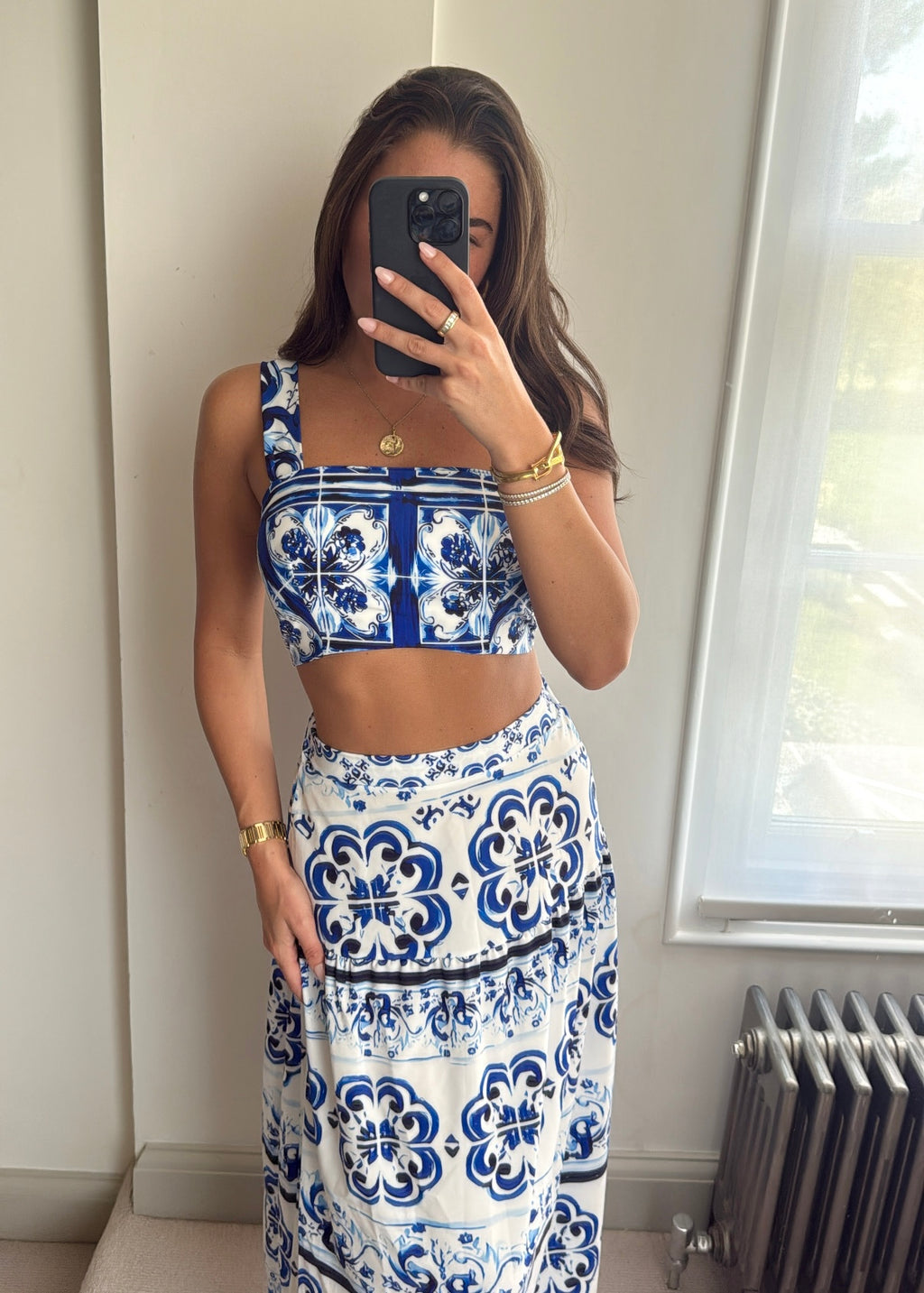 Dulce Maxi Skirt Co-Ord Set - Blue