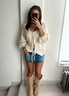 Raya Bow Knit Cardigan - Cream