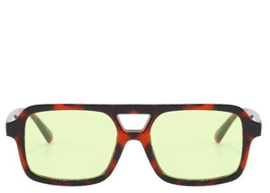 Boston Square Leopard Lime Sunglasses