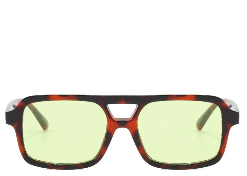 Boston Square Leopard Lime Sunglasses