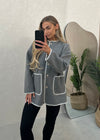Tami Wool Look Jacket & Scarf Set - Grey
