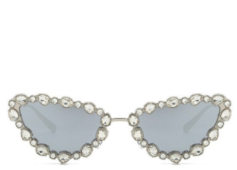 Ibiza Silver Crystal Cat Eye Sunglasses