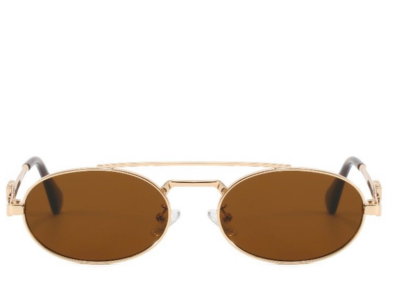Amalfi Coast Brown & Gold Oval Sunglasses